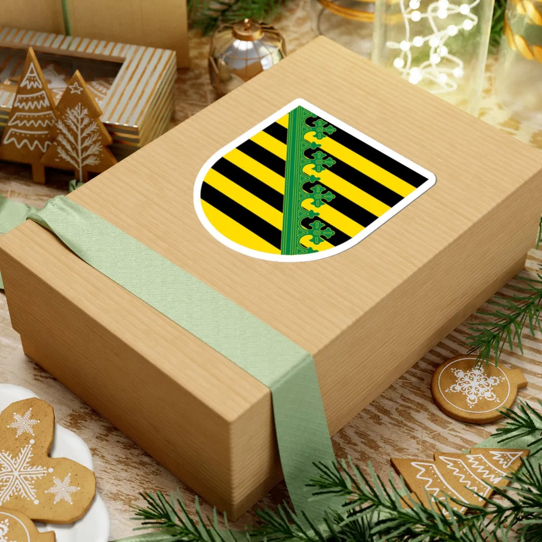 Wappen Freistaat Sachsen von Wettinern  Askanier ohne Kontur (Germany) (Coat of Arms) STICKER Vinyl Kiss-Cut Decal - The Sticker Space