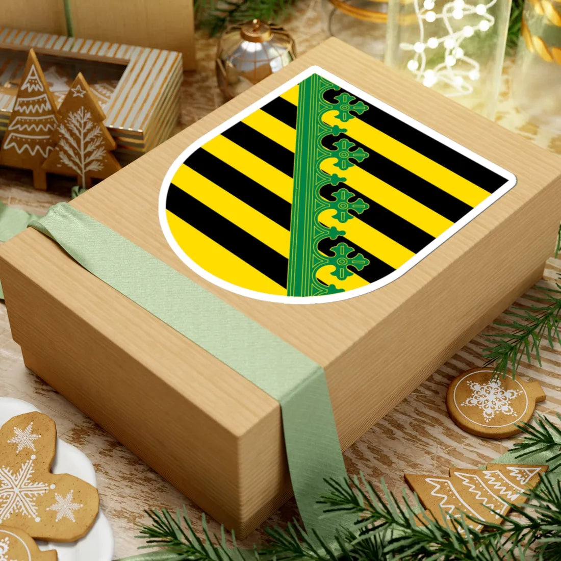 Wappen Freistaat Sachsen von Wettinern  Askanier ohne Kontur (Germany) (Coat of Arms) STICKER Vinyl Kiss-Cut Decal - The Sticker Space