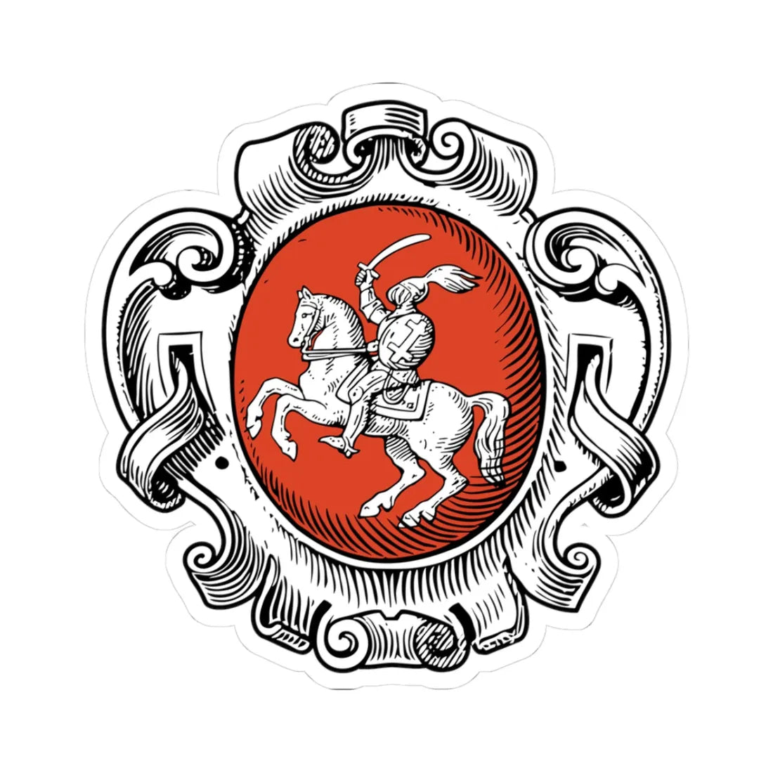 Wappen-Fürstenzug29 crop (Belarus) (Coat of Arms) STICKER Vinyl Kiss-Cut Decal 3 Inch White - The Sticker Space