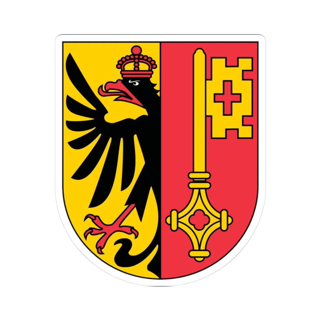 Wappen Genf matt (Switzerland) (Coat of Arms) STICKER Vinyl Kiss-Cut Decal 3 Inch White - The Sticker Space