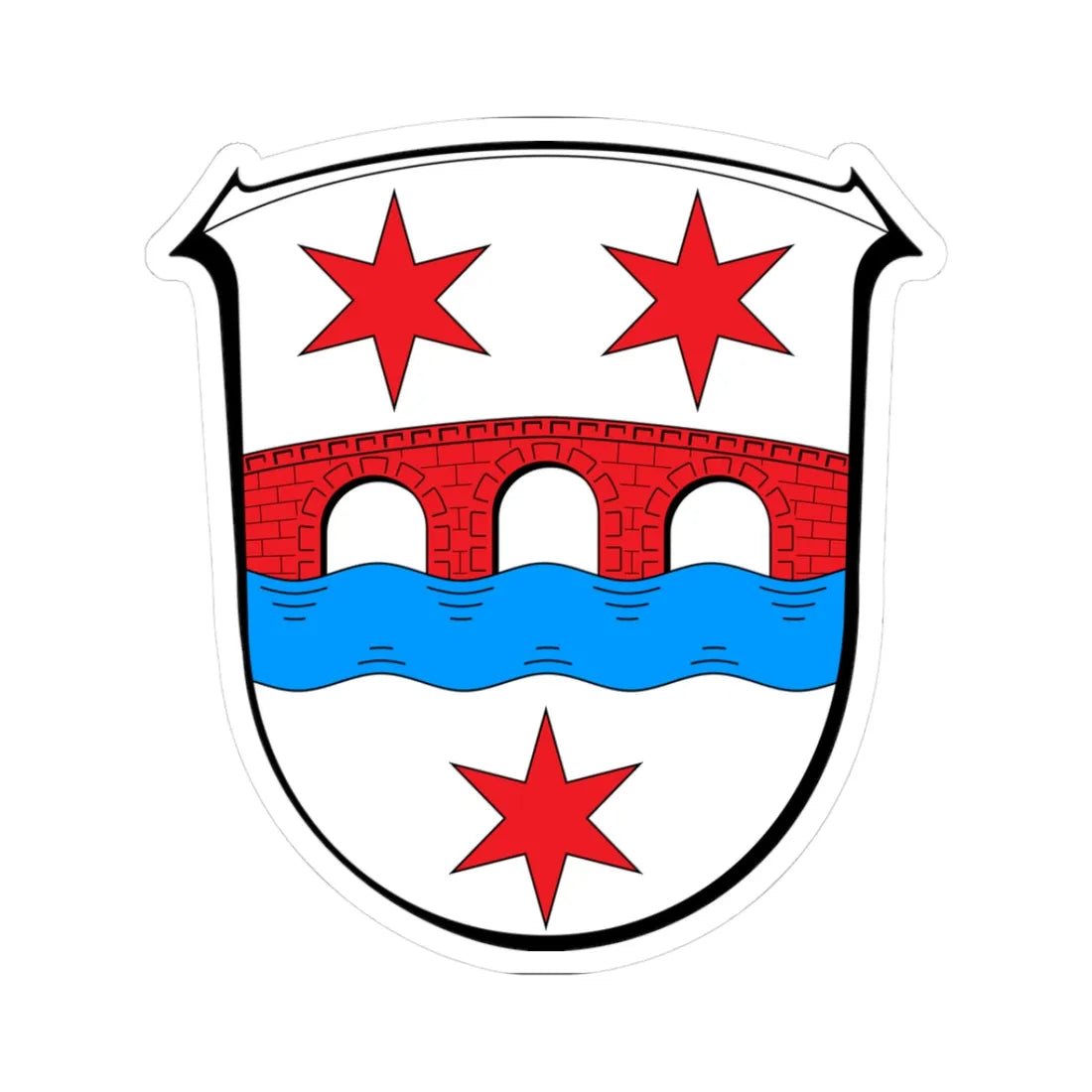 Wappen Hoechst im Odenwald (Germany) (Coat of Arms) STICKER Vinyl Kiss-Cut Decal 3 Inch White - The Sticker Space