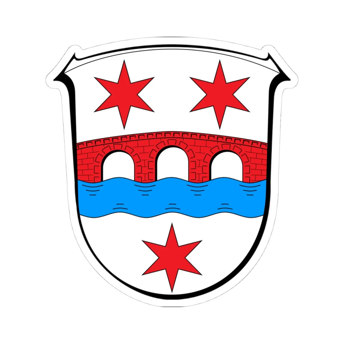 Wappen Hoechst im Odenwald (Germany) (Coat of Arms) STICKER Vinyl Kiss-Cut Decal 4 Inch White - The Sticker Space