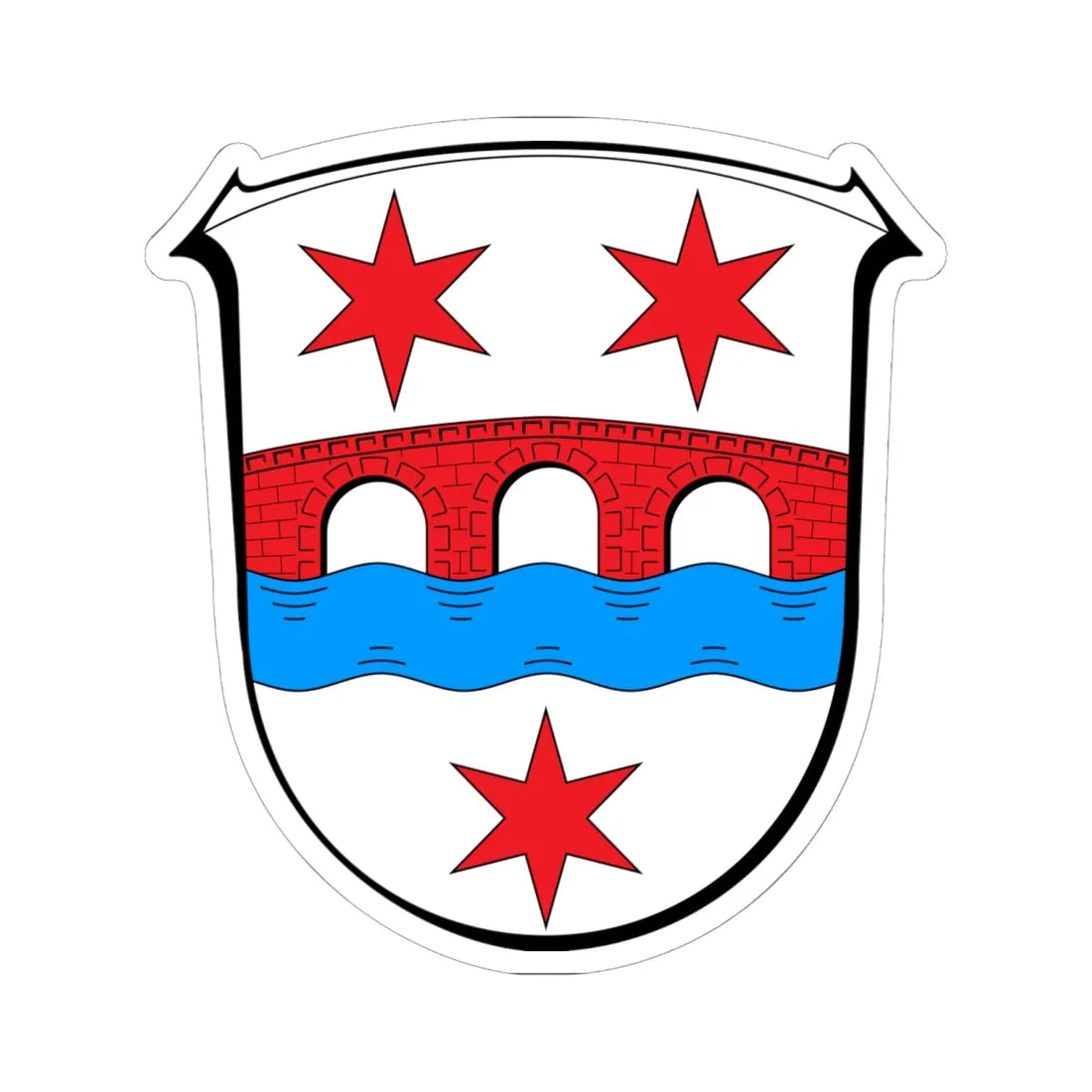 Wappen Hoechst im Odenwald (Germany) (Coat of Arms) STICKER Vinyl Kiss-Cut Decal 6 Inch White - The Sticker Space