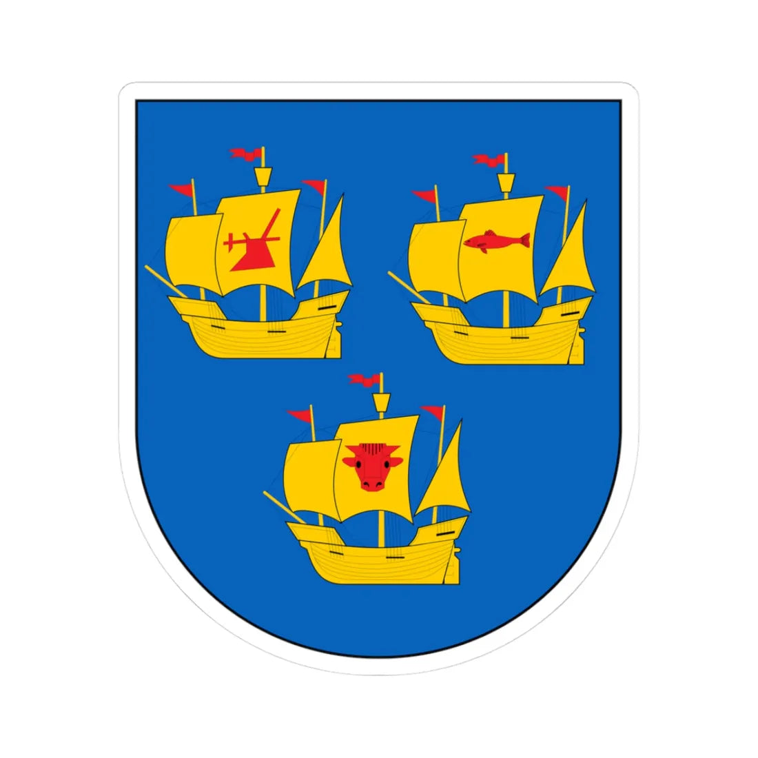 Wappen Kreis Nordfriesland (Germany) (Coat of Arms) STICKER Vinyl Kiss-Cut Decal 3 Inch White - The Sticker Space