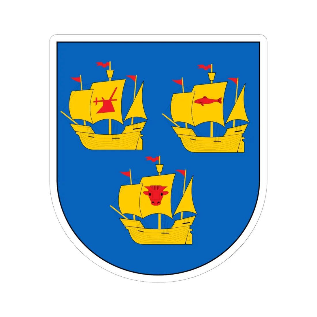 Wappen Kreis Nordfriesland (Germany) (Coat of Arms) STICKER Vinyl Kiss-Cut Decal 6 Inch White - The Sticker Space