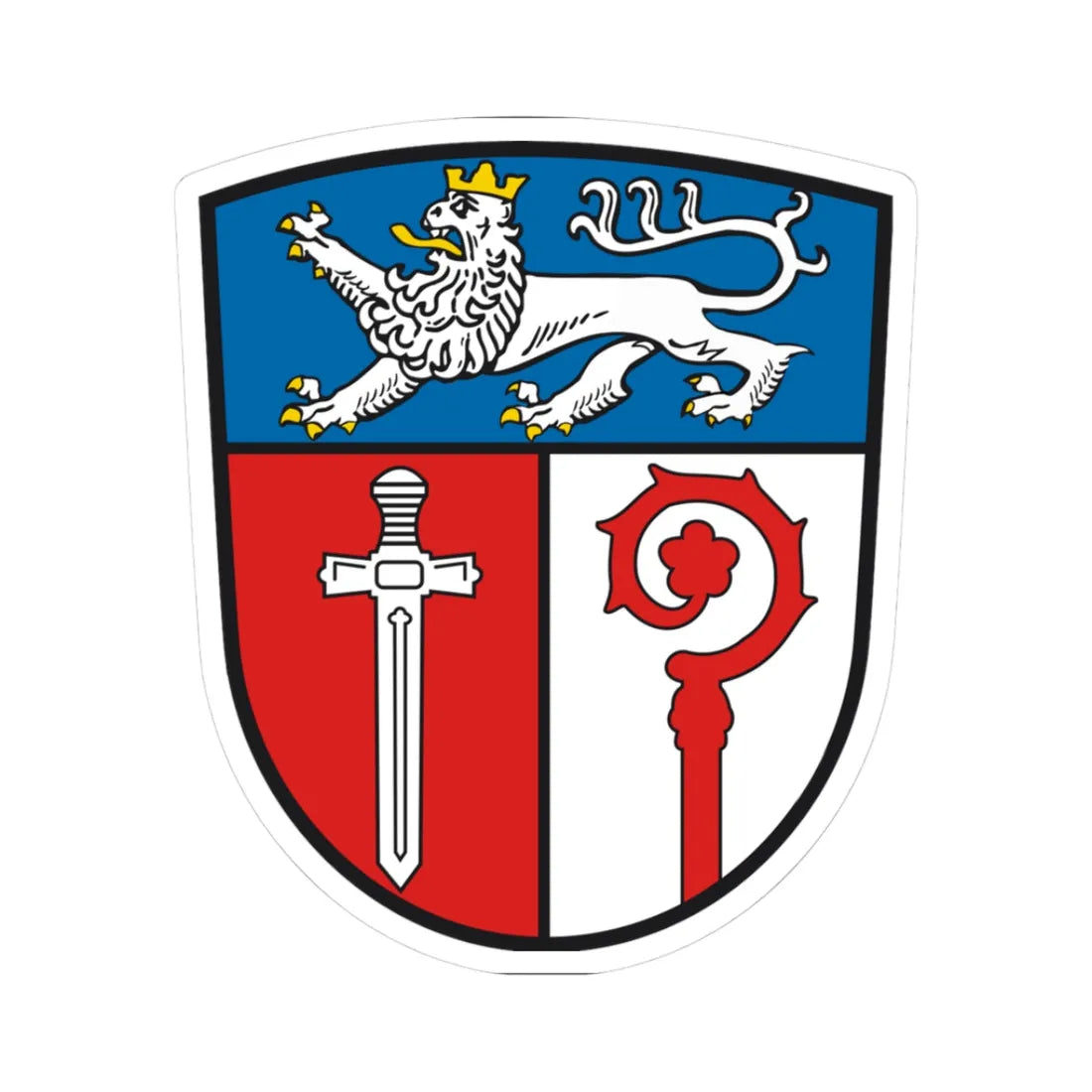 Wappen Landkreis Ostallgaeu (Germany) (Coat of Arms) STICKER Vinyl Kiss-Cut Decal 3 Inch White - The Sticker Space