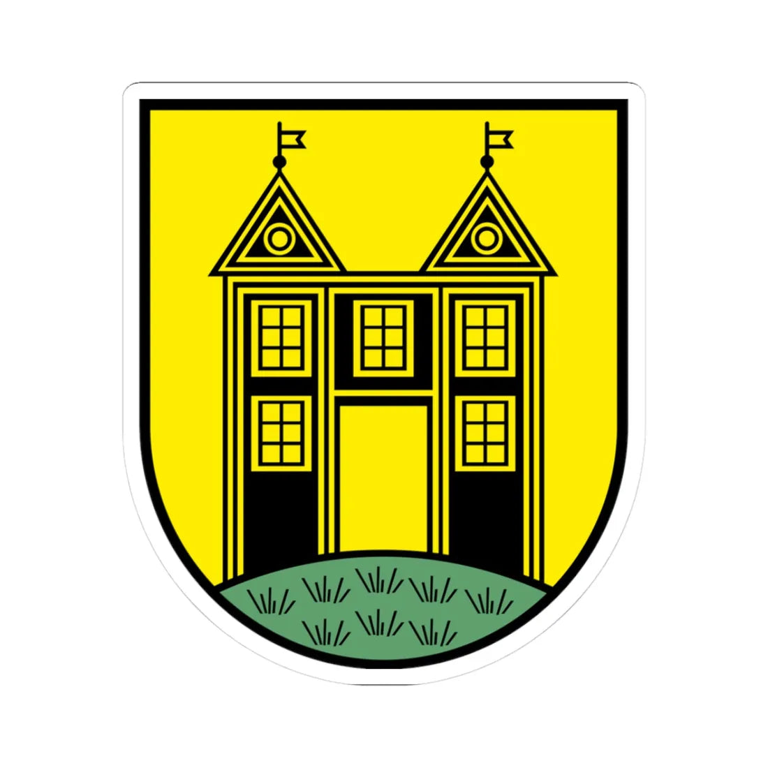 Wappen Lugau Farbe (Germany) (Coat of Arms) STICKER Vinyl Kiss-Cut Decal 3 Inch White - The Sticker Space