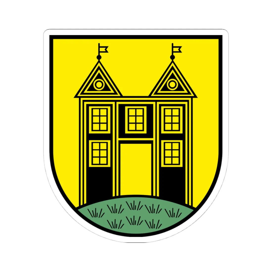 Wappen Lugau Farbe (Germany) (Coat of Arms) STICKER Vinyl Kiss-Cut Decal 4 Inch White - The Sticker Space