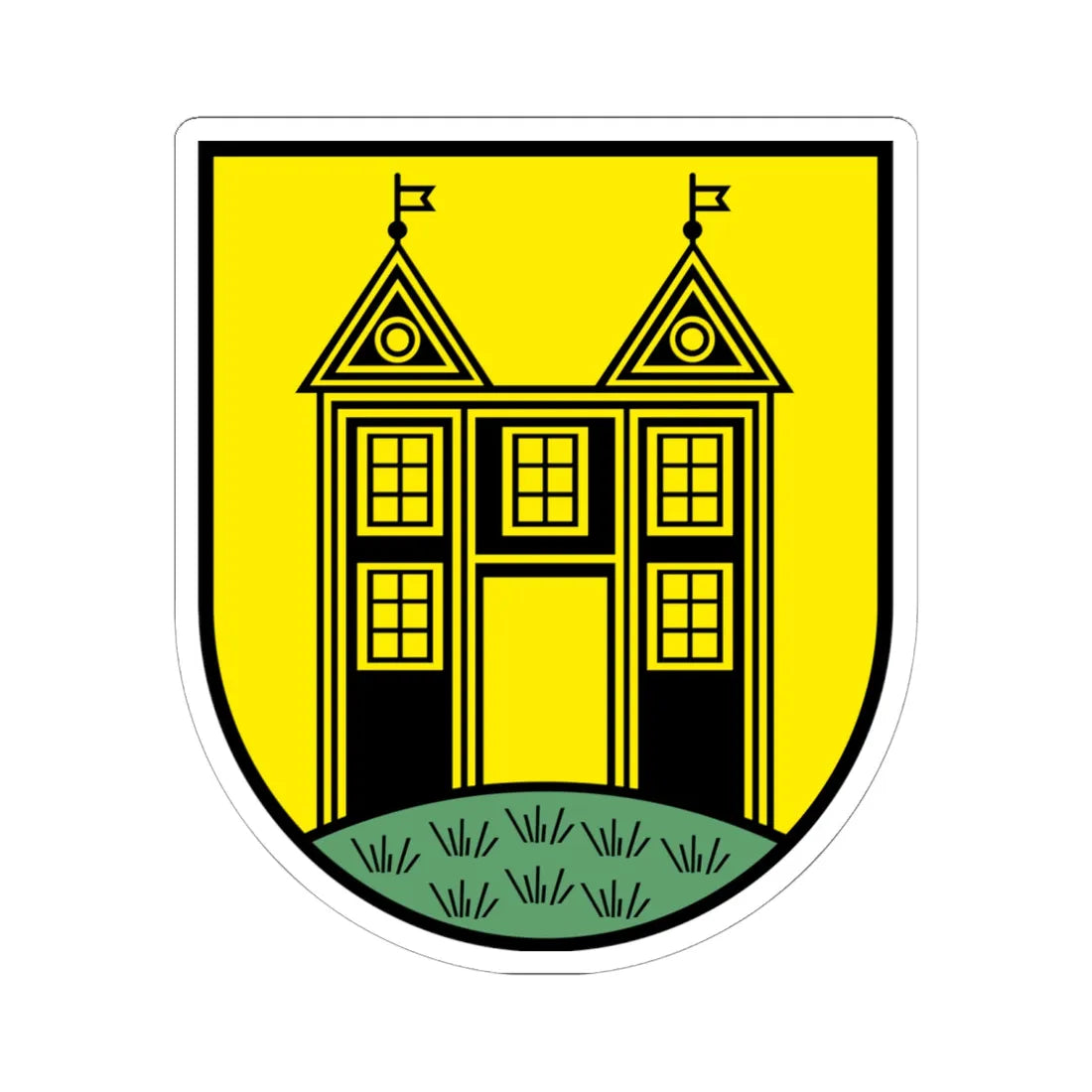 Wappen Lugau Farbe (Germany) (Coat of Arms) STICKER Vinyl Kiss-Cut Decal 6 Inch White - The Sticker Space