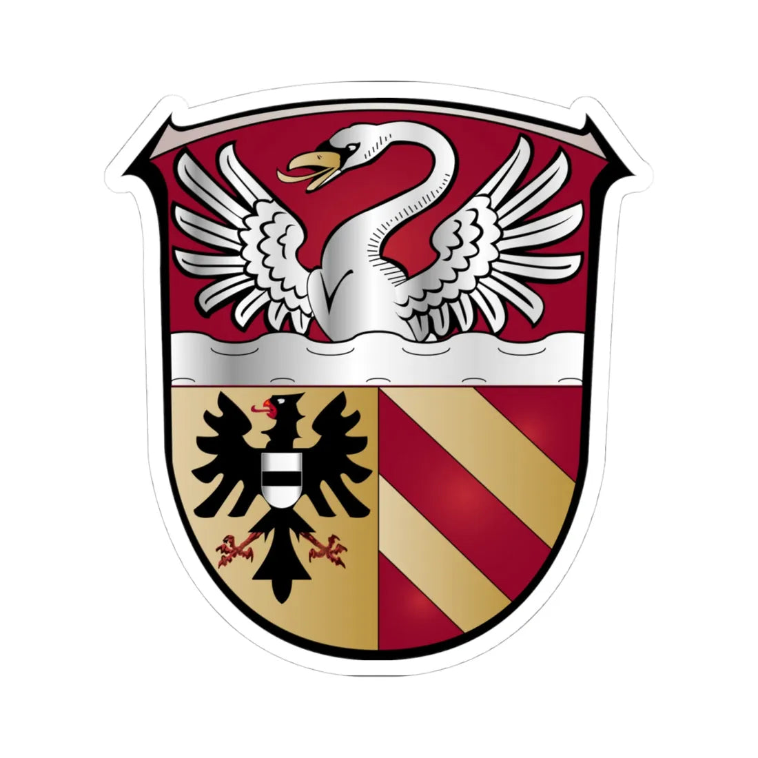 Wappen Main-Kinzig-Kreis (Germany) (Coat of Arms) STICKER Vinyl Kiss-Cut Decal 4 Inch White - The Sticker Space