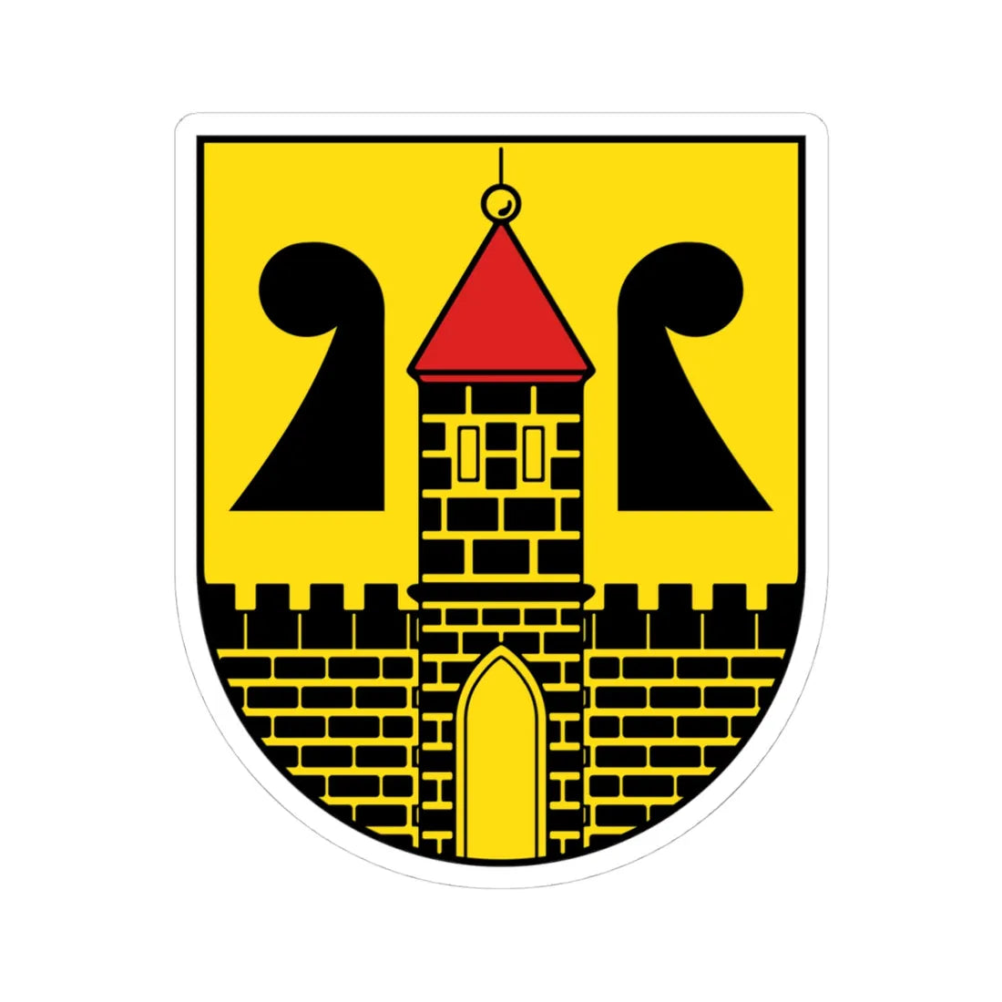 Wappen Rochlitz (Germany) (Coat of Arms) STICKER Vinyl Kiss-Cut Decal 4 Inch White - The Sticker Space