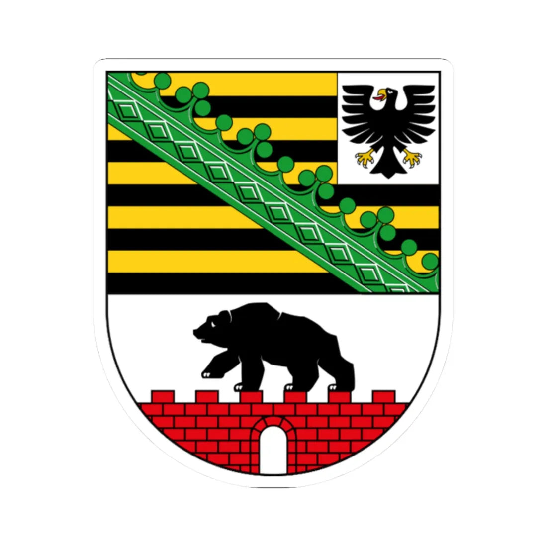 Wappen Sachsen-Anhalt (Germany) (Coat of Arms) STICKER Vinyl Kiss-Cut Decal 2 Inch White - The Sticker Space