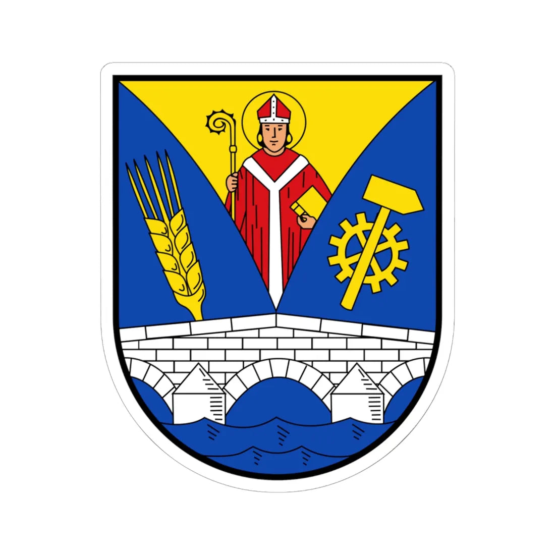 Wappen Vacha (Germany) (Coat of Arms) STICKER Vinyl Kiss-Cut Decal 6 Inch White - The Sticker Space