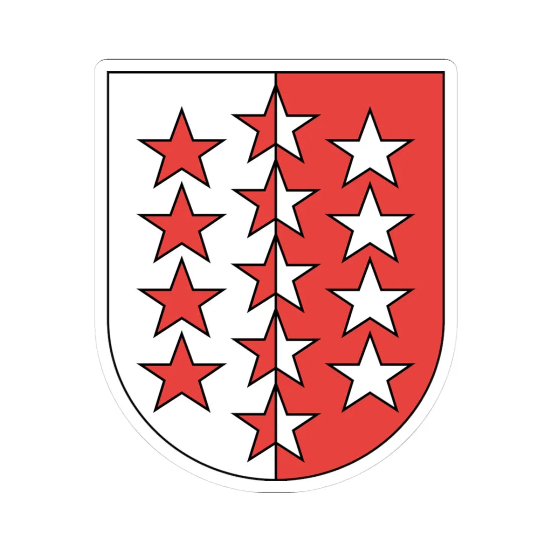 Wappen Wallis matt (Switzerland) (Coat of Arms) STICKER Vinyl Kiss-Cut Decal 3 Inch White - The Sticker Space