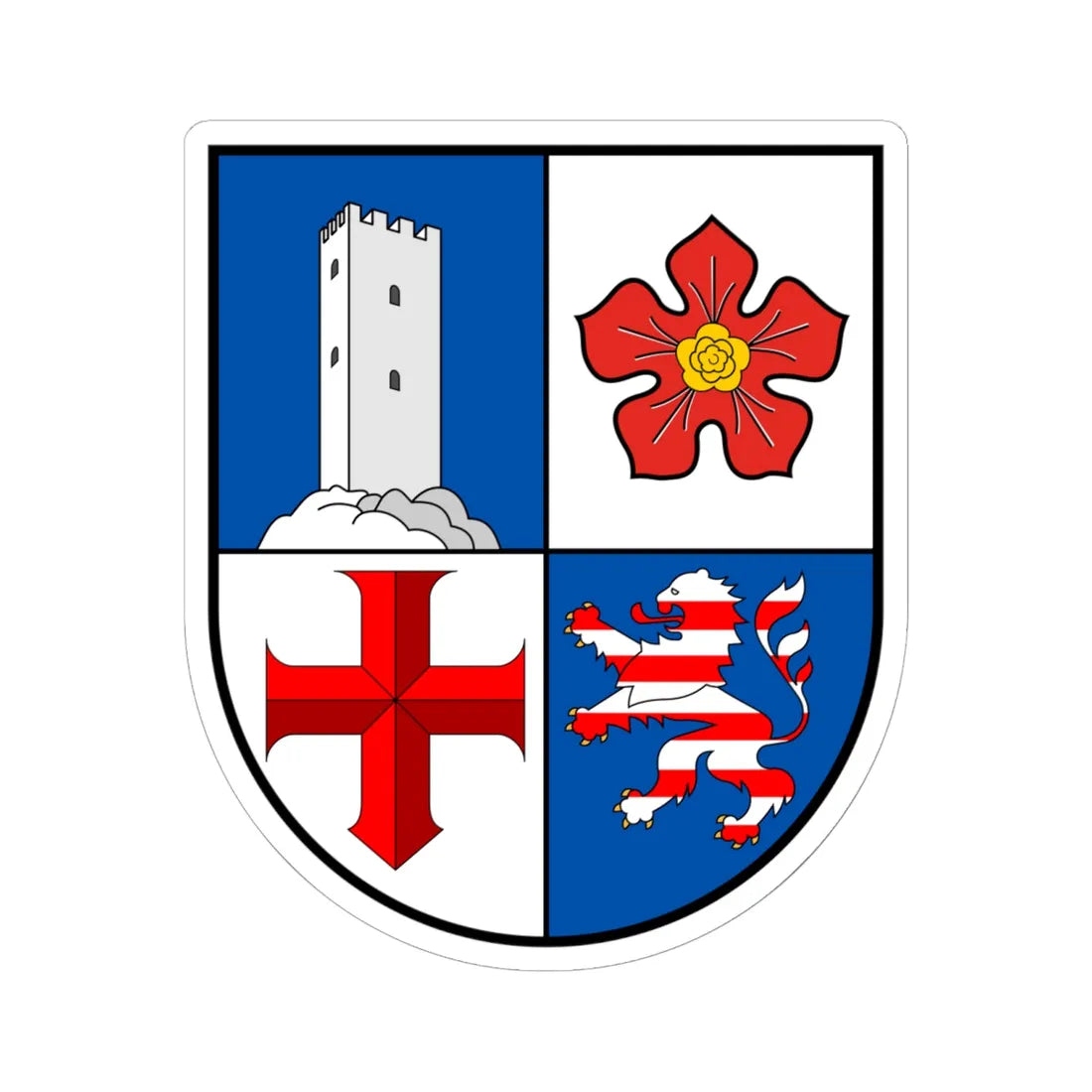 WappenKreisBergstrasse (Germany) (Coat of Arms) STICKER Vinyl Kiss-Cut Decal 6 Inch White - The Sticker Space