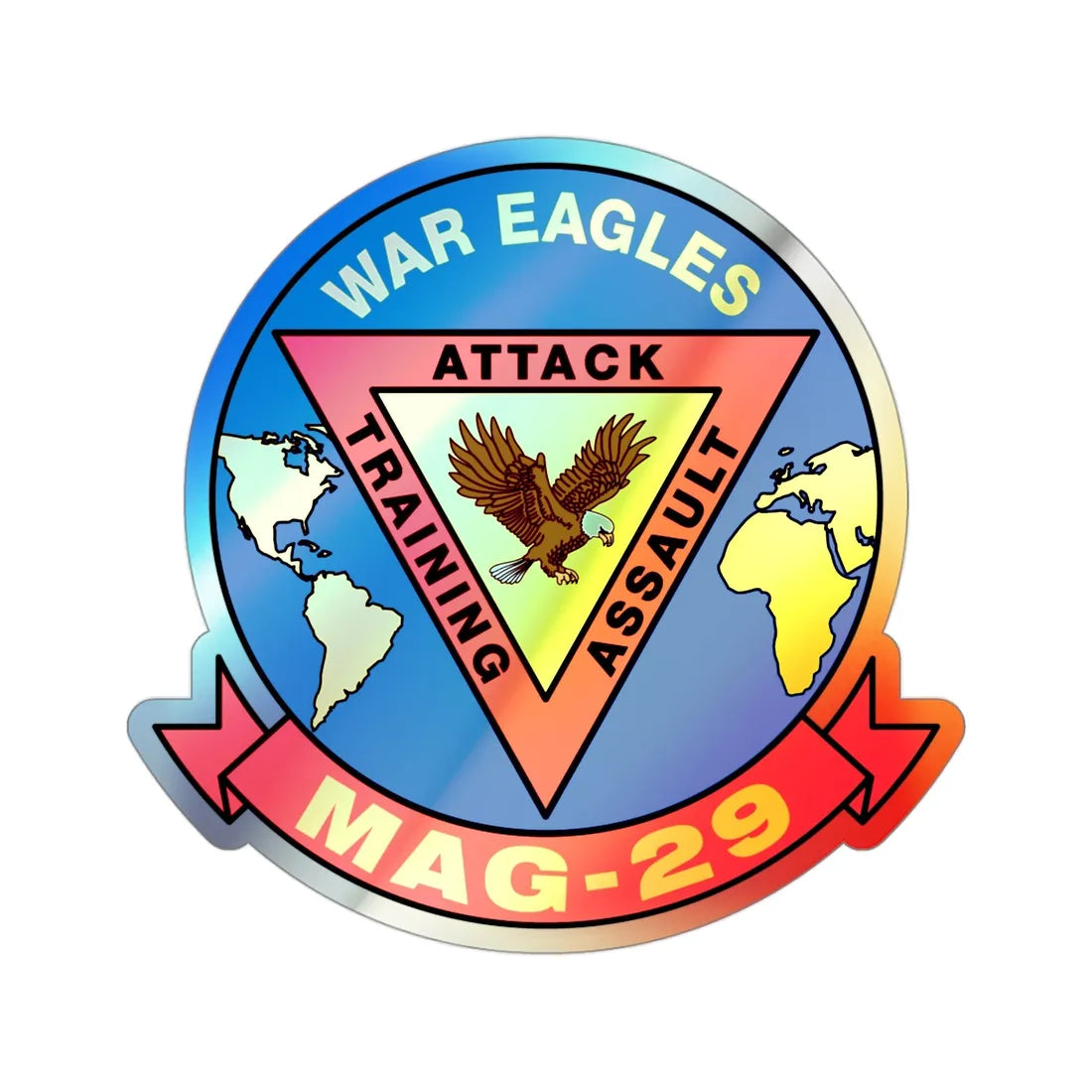 War Eagle MAG 29 (USMC) Holographic STICKER Die-Cut Vinyl Decal 3 Inch Holographic - The Sticker Space