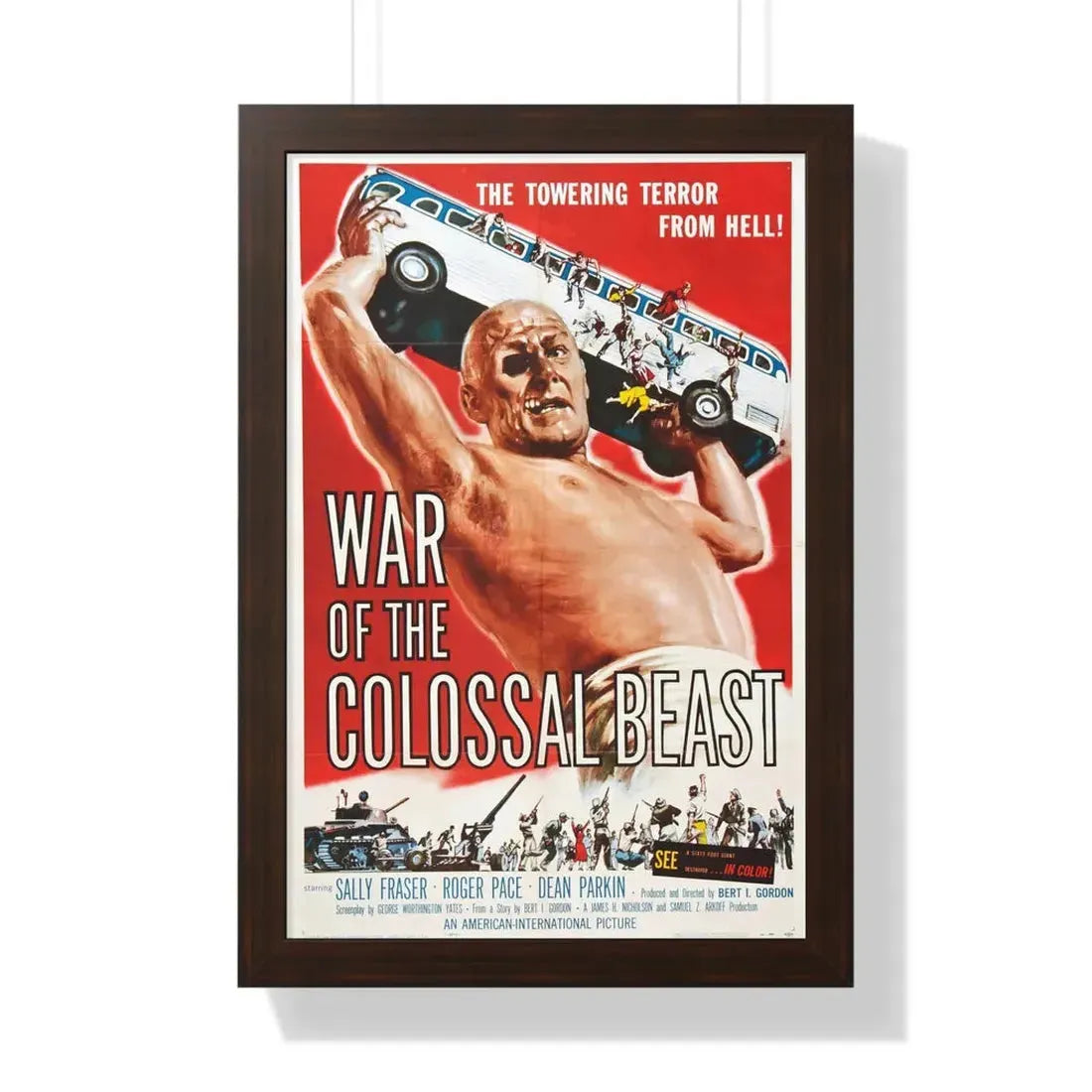 WAR OF THE COLOSSAL BEAST 1958 - Framed Movie Poster 16″ x 24″ Walnut - The Sticker Space