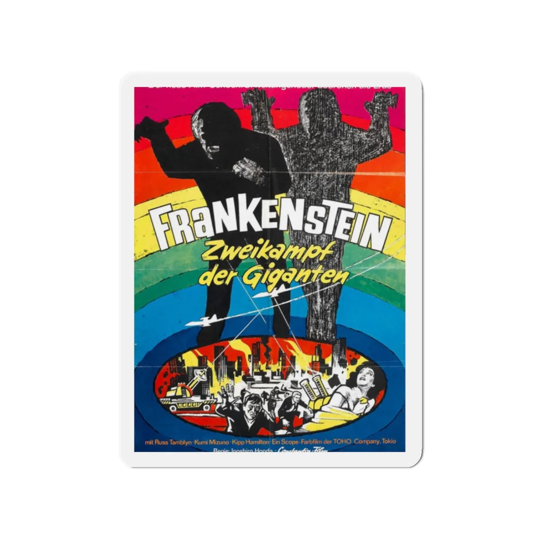 WAR OF THE GARGANTUAS 1966 Movie Poster - Refrigerator Magnet 2 Inch - The Sticker Space