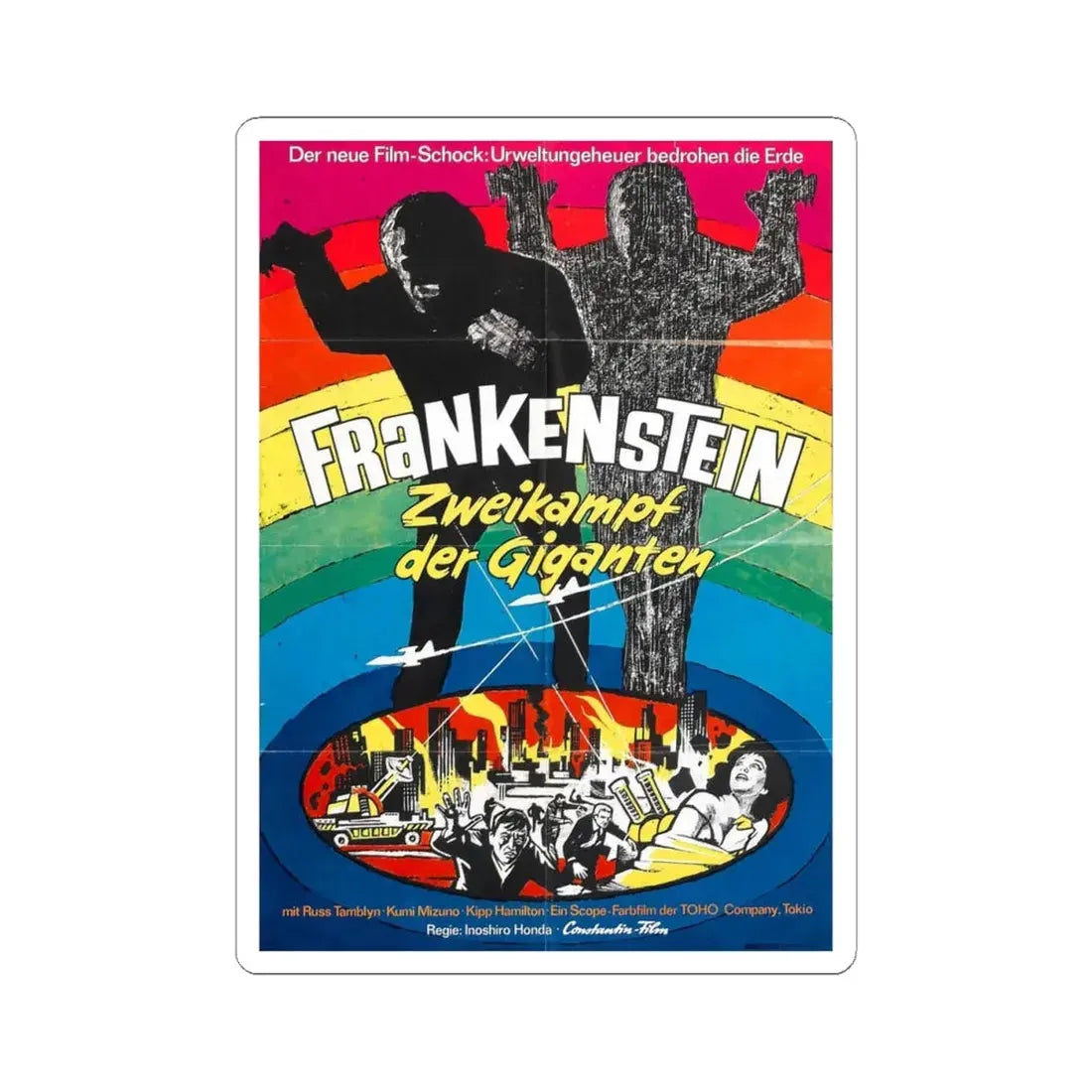 WAR OF THE GARGANTUAS 1966 Movie Poster - STICKER Vinyl Kiss-Cut Decal 4 Inch White - The Sticker Space