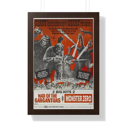 WAR OF THE GARGANTUAS + MONSTER ZERO 1966 - Framed Movie Poster 16″ x 24″ Walnut - The Sticker Space