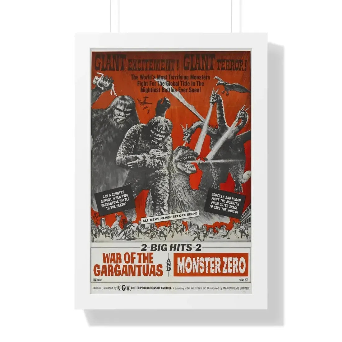 WAR OF THE GARGANTUAS + MONSTER ZERO 1966 - Framed Movie Poster 16″ x 24″ White - The Sticker Space