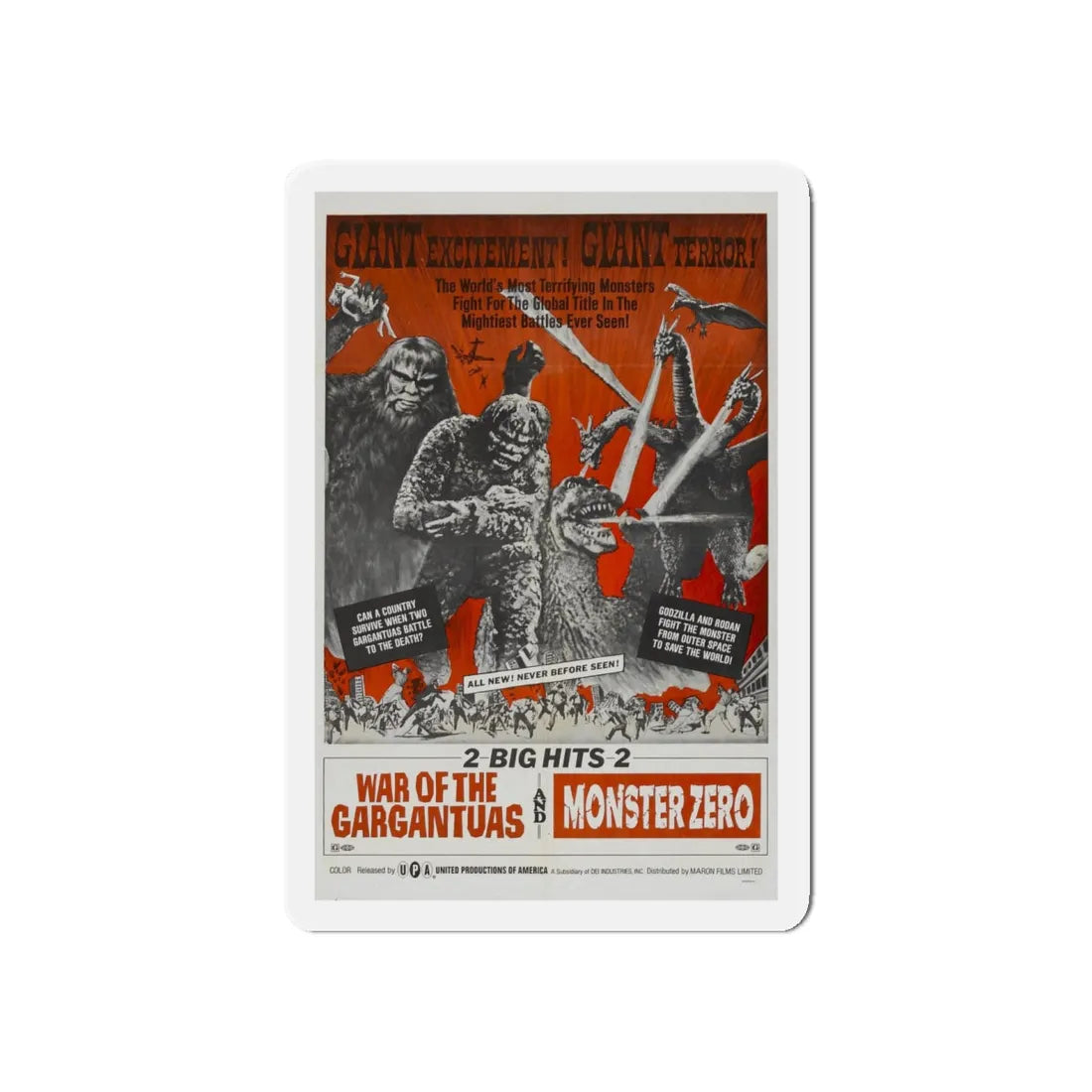 WAR OF THE GARGANTUAS + MONSTER ZERO 1966 Movie Poster - Refrigerator Magnet 5 Inch - The Sticker Space