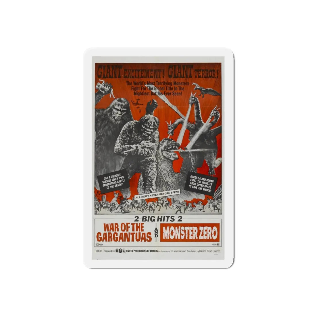 WAR OF THE GARGANTUAS + MONSTER ZERO 1966 Movie Poster - Refrigerator Magnet 6 Inch - The Sticker Space