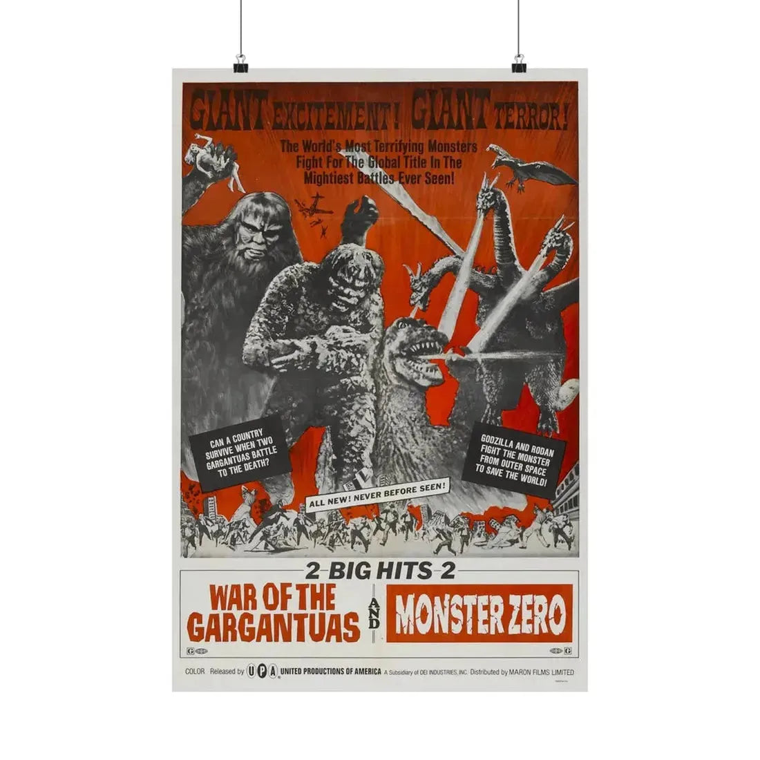 WAR OF THE GARGANTUAS + MONSTER ZERO 1966 - Paper Movie Poster 20″ x 30″ Matte - The Sticker Space