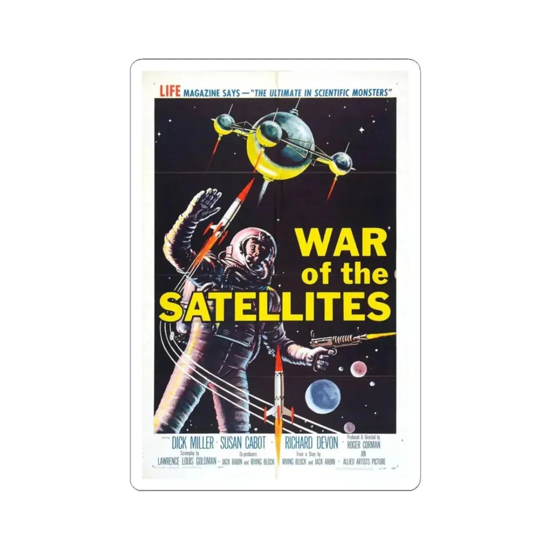 WAR OF THE SATELLITES 1958 Movie Poster - STICKER Vinyl Kiss-Cut Decal 3 Inch White - The Sticker Space