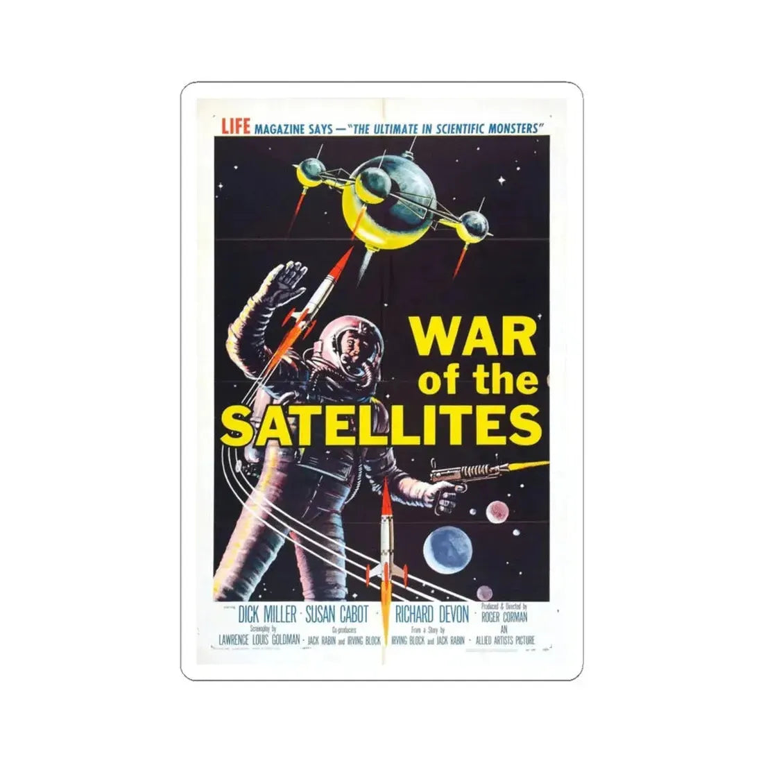 WAR OF THE SATELLITES 1958 Movie Poster - STICKER Vinyl Kiss-Cut Decal 6 Inch White - The Sticker Space
