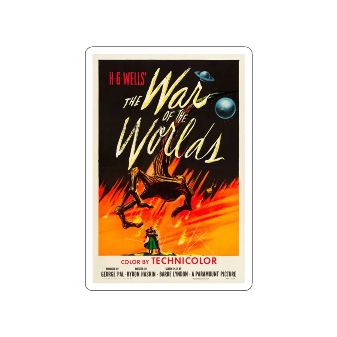 WAR OF THE WORLDS 1953 Movie Poster STICKER Vinyl Die-Cut Decal 2 Inch - The Sticker Space