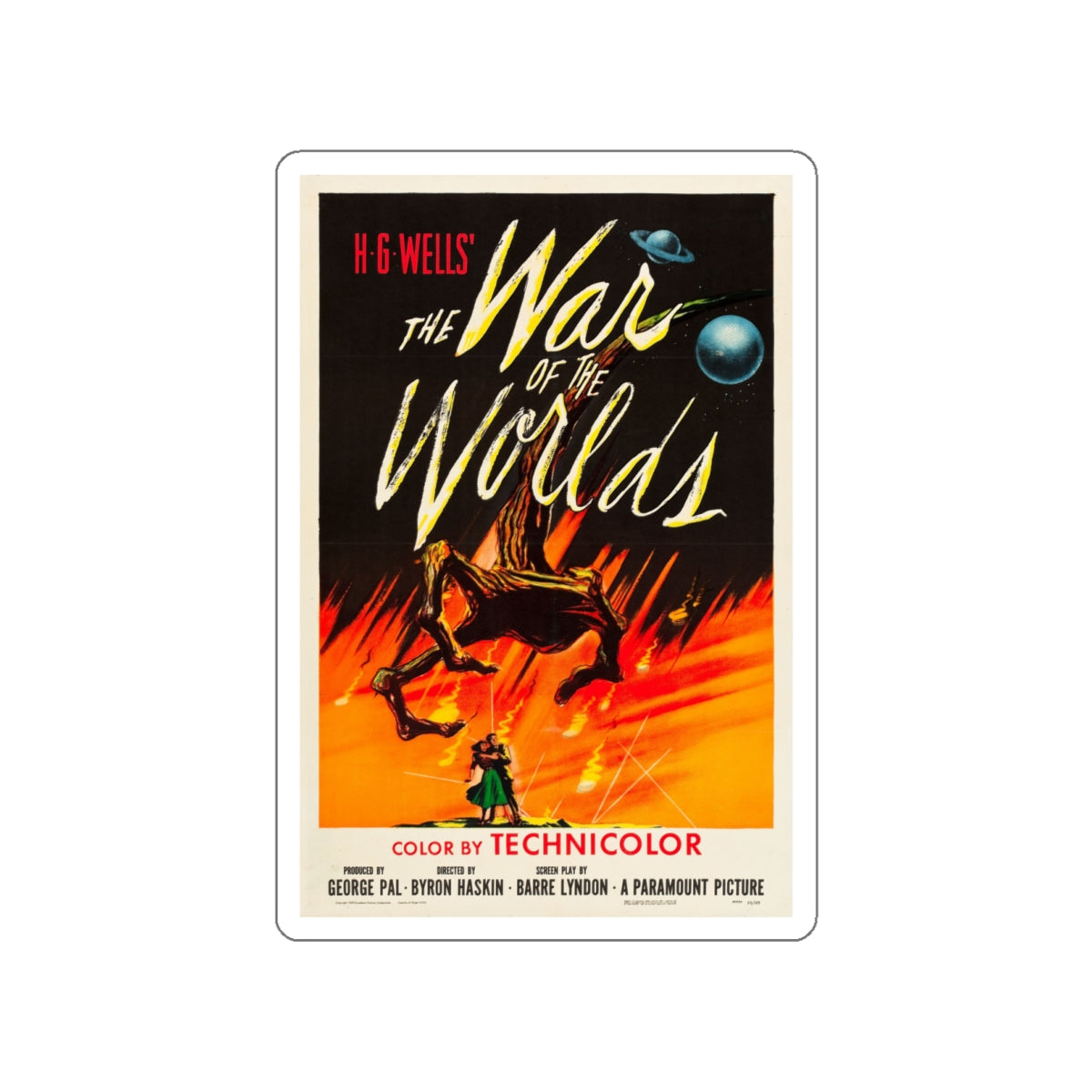 WAR OF THE WORLDS 1953 Movie Poster STICKER Vinyl Die-Cut Decal-White-The Sticker Space