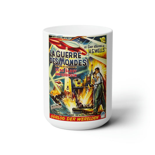 WAR OF THE WORLDS (BELGIAN) 1953 Movie Poster - White Coffee Cup 15oz-15oz-The Sticker Space