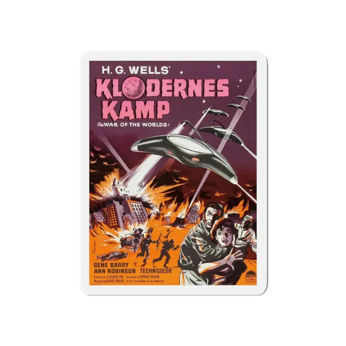 WAR OF THE WORLDS (DANISH) 1953 Movie Poster - Refrigerator Magnet 5 Inch Die-Cut - The Sticker Space