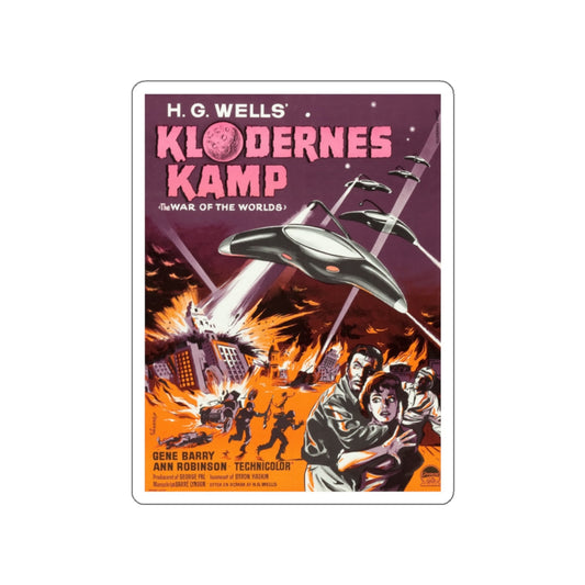 WAR OF THE WORLDS (DANISH) 1953 Movie Poster STICKER Vinyl Die-Cut Decal-White-The Sticker Space