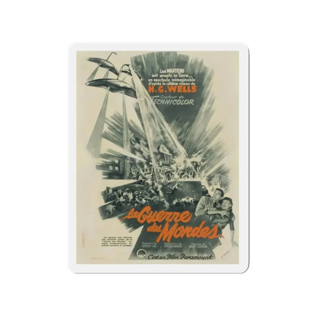 WAR OF THE WORLDS (FRENCH) 1953 Movie Poster - Refrigerator Magnet 2 Inch Die-Cut - The Sticker Space
