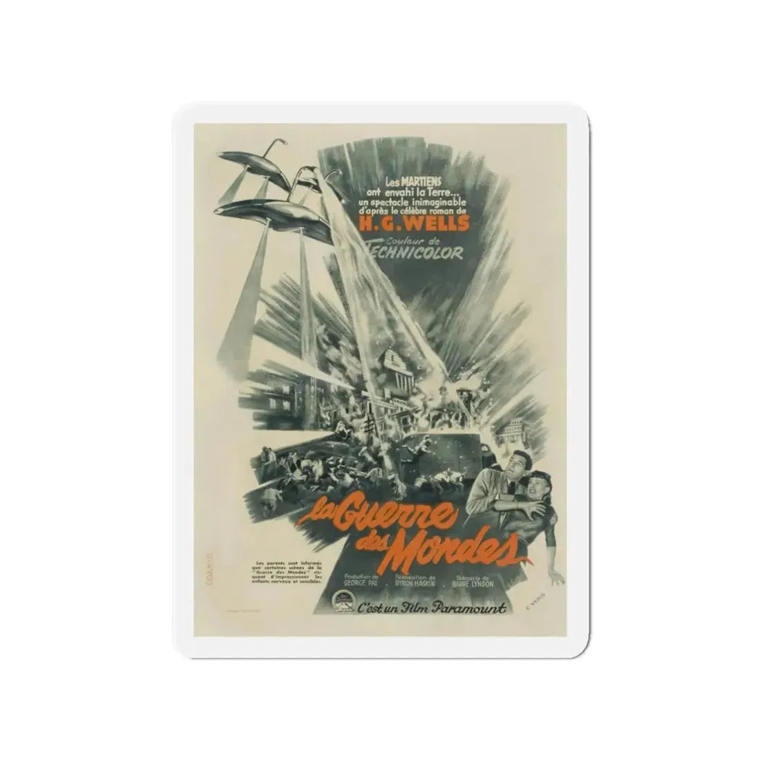 WAR OF THE WORLDS (FRENCH) 1953 Movie Poster - Refrigerator Magnet 3 Inch Die-Cut - The Sticker Space