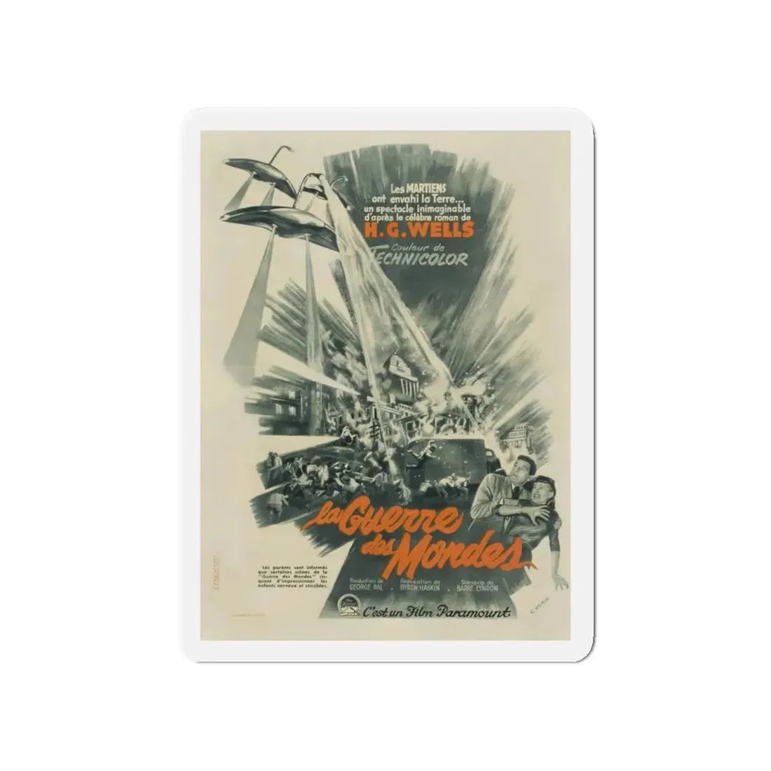 WAR OF THE WORLDS (FRENCH) 1953 Movie Poster - Refrigerator Magnet 4 Inch Die-Cut - The Sticker Space