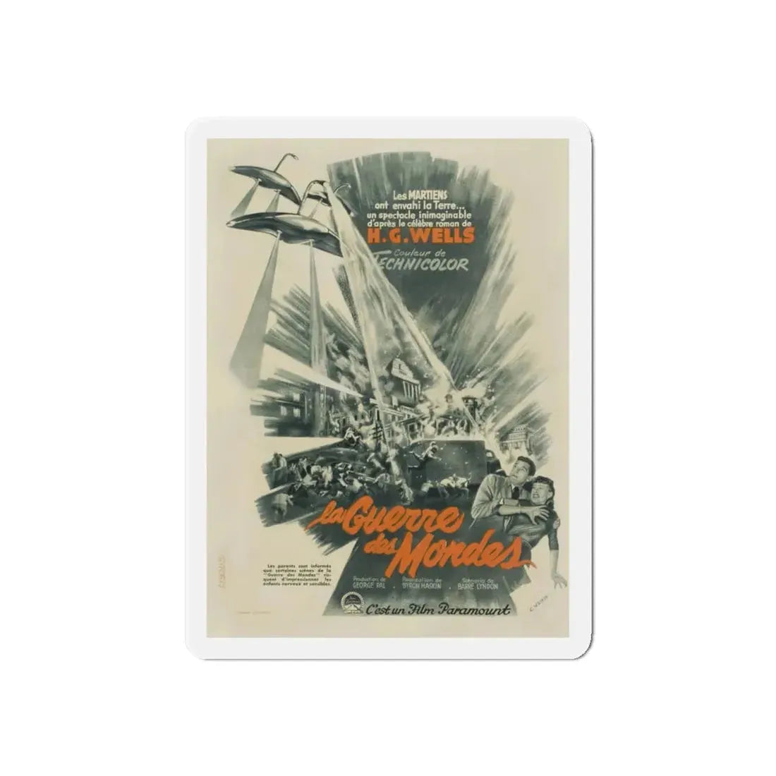 WAR OF THE WORLDS (FRENCH) 1953 Movie Poster - Refrigerator Magnet 6 Inch Die-Cut - The Sticker Space