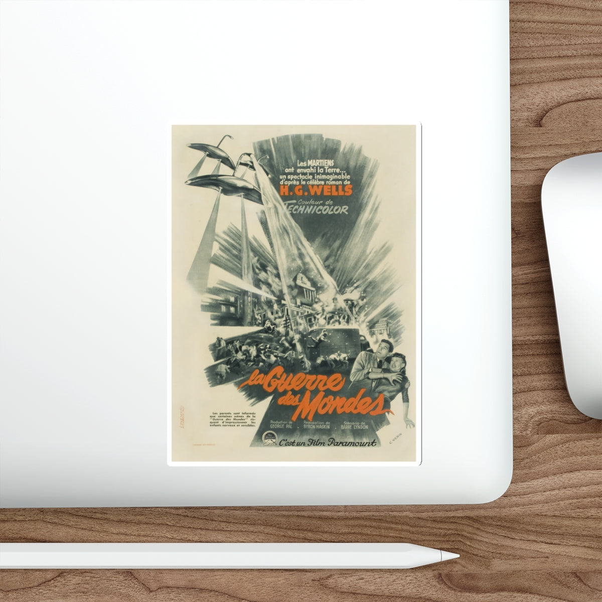 WAR OF THE WORLDS (FRENCH) 1953 Movie Poster STICKER Vinyl Die-Cut Decal-The Sticker Space