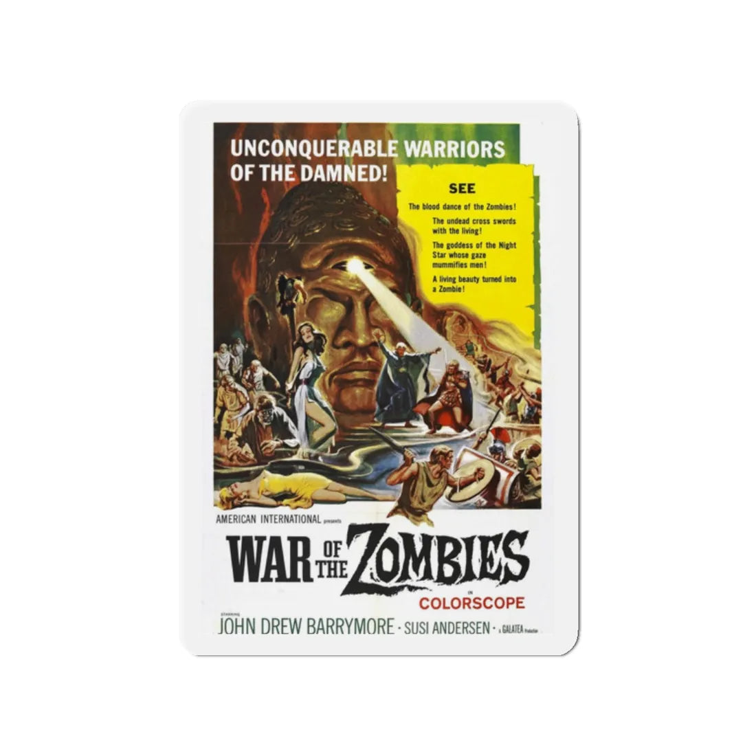 WAR OF THE ZOMBIES (ROME AGAINST ROME) 1964 Movie Poster - Refrigerator Magnet 2 Inch - The Sticker Space