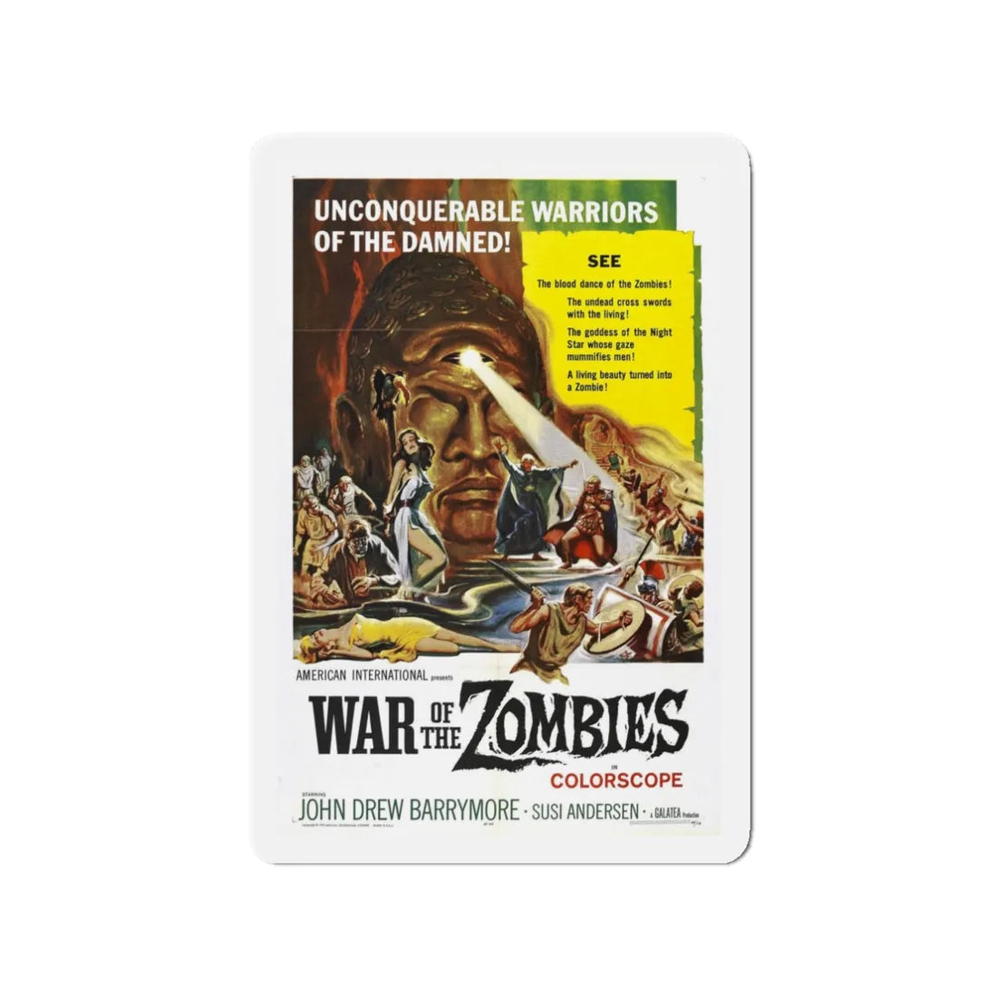 WAR OF THE ZOMBIES (ROME AGAINST ROME) 1964 Movie Poster - Refrigerator Magnet 3 Inch - The Sticker Space