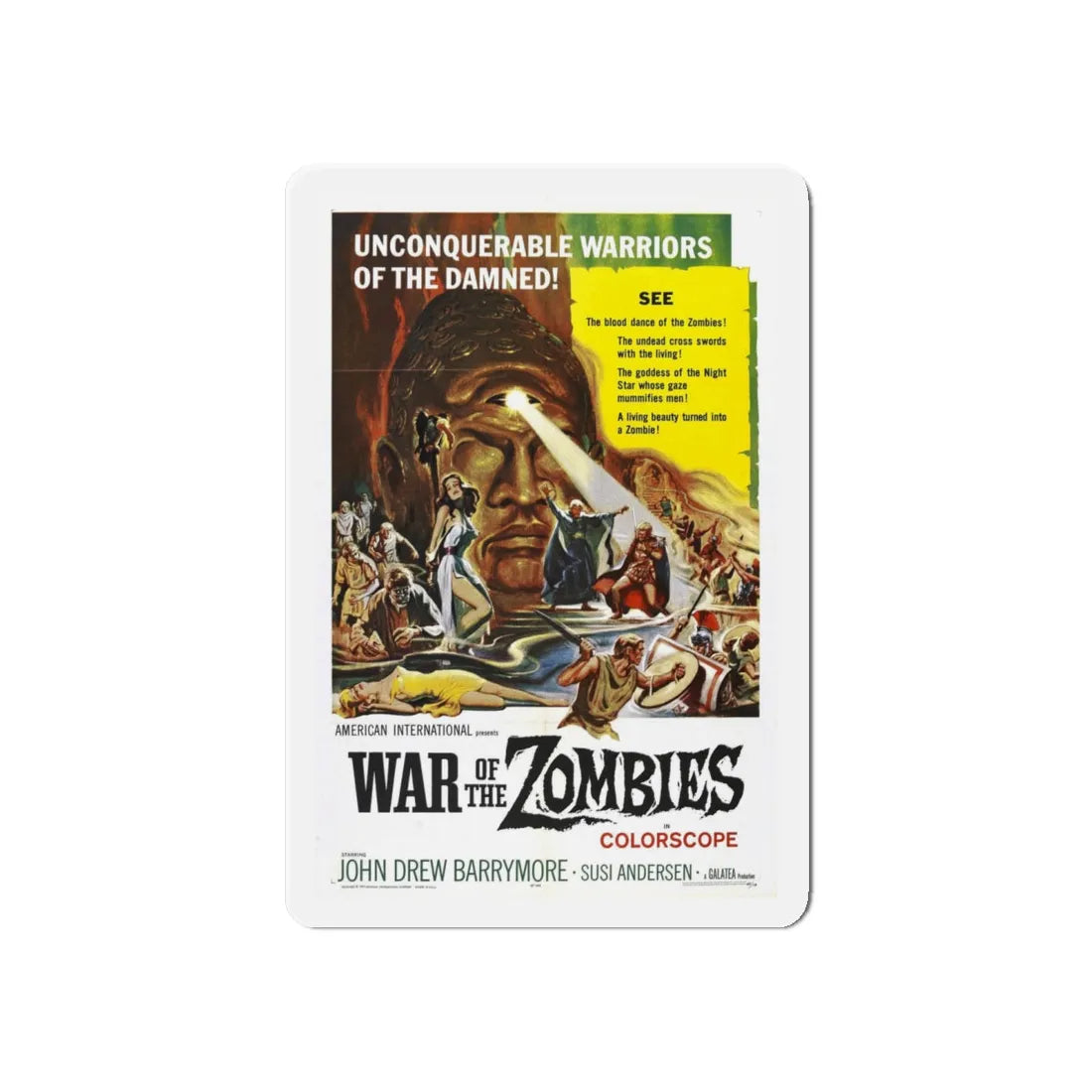 WAR OF THE ZOMBIES (ROME AGAINST ROME) 1964 Movie Poster - Refrigerator Magnet 6 Inch - The Sticker Space