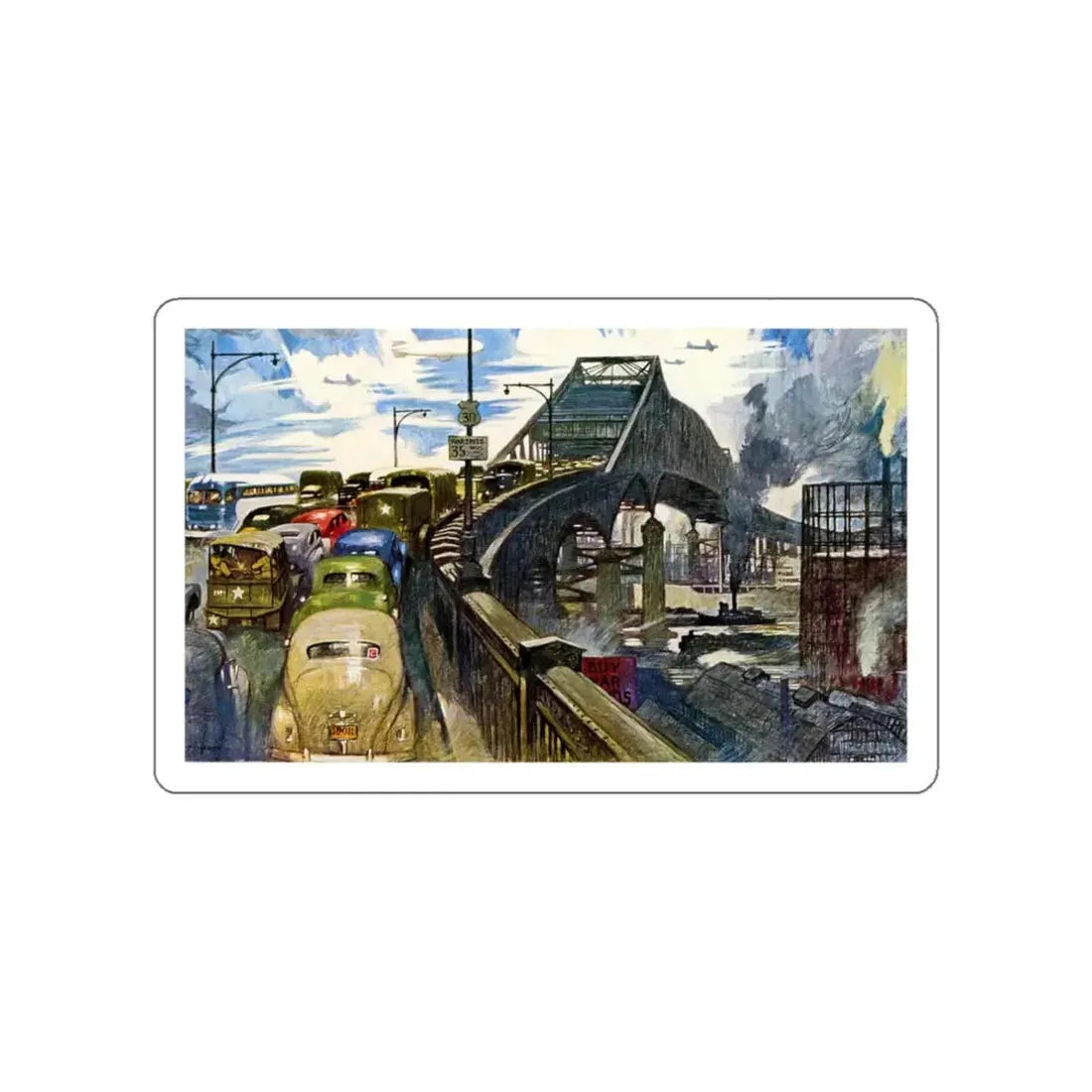 War Speed 35 MPH, 1943 (Magazine Illustration) STICKER Vinyl Die-Cut Decal White Die-Cut 3 Inch - The Sticker Space