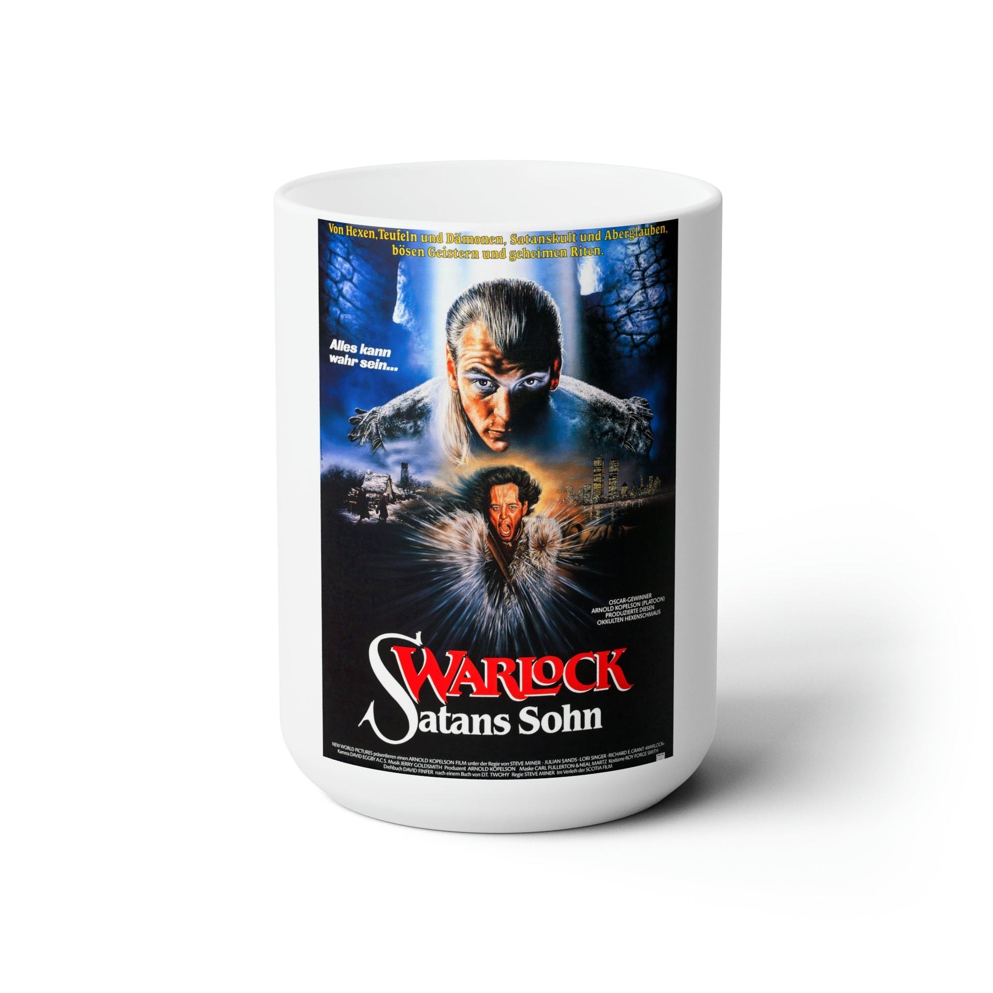 WARLOCK (GERMAN) 1989 Movie Poster - White Coffee Cup 15oz-15oz-The Sticker Space