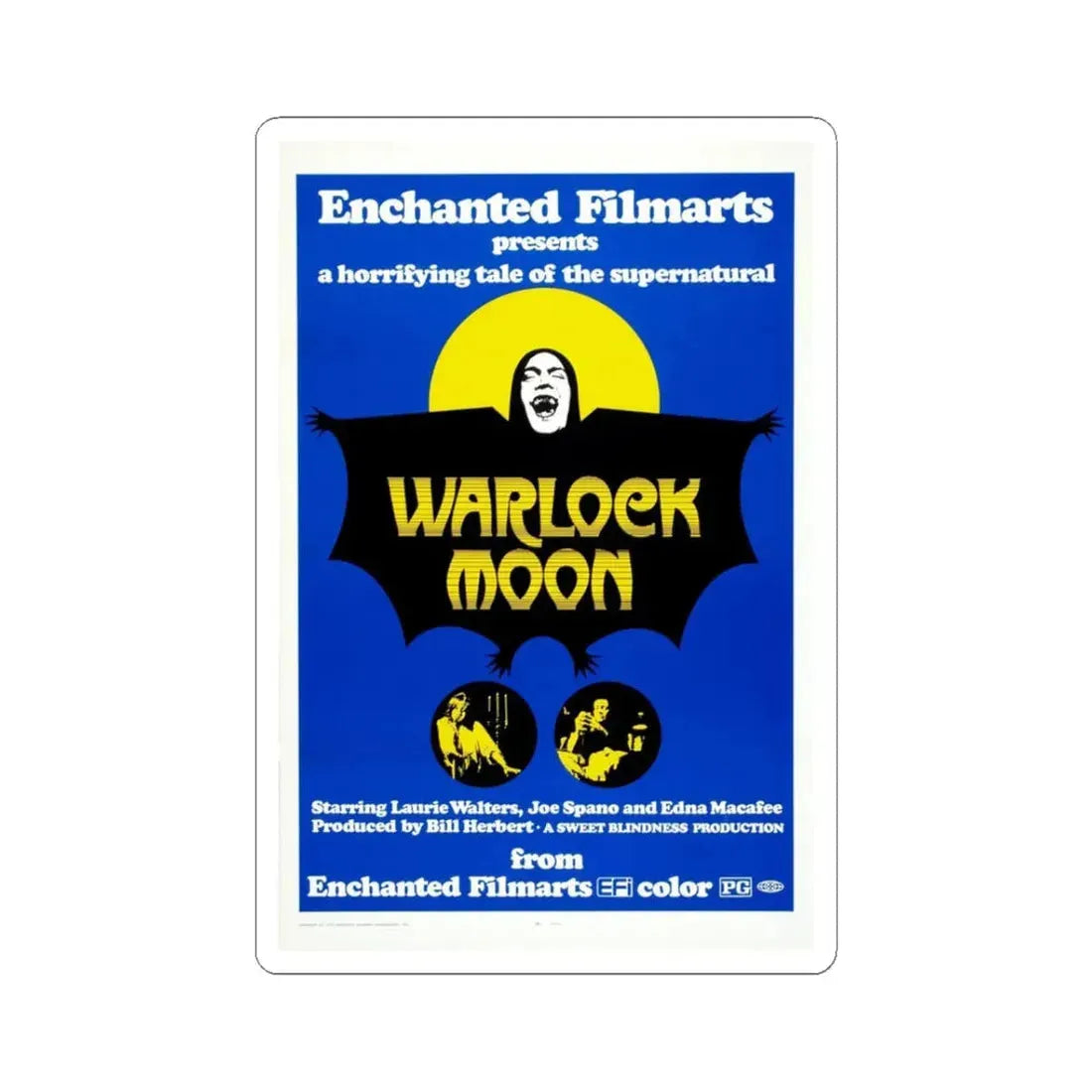 WARLOCK MOON 1973 Movie Poster - STICKER Vinyl Kiss-Cut Decal 3 Inch White - The Sticker Space