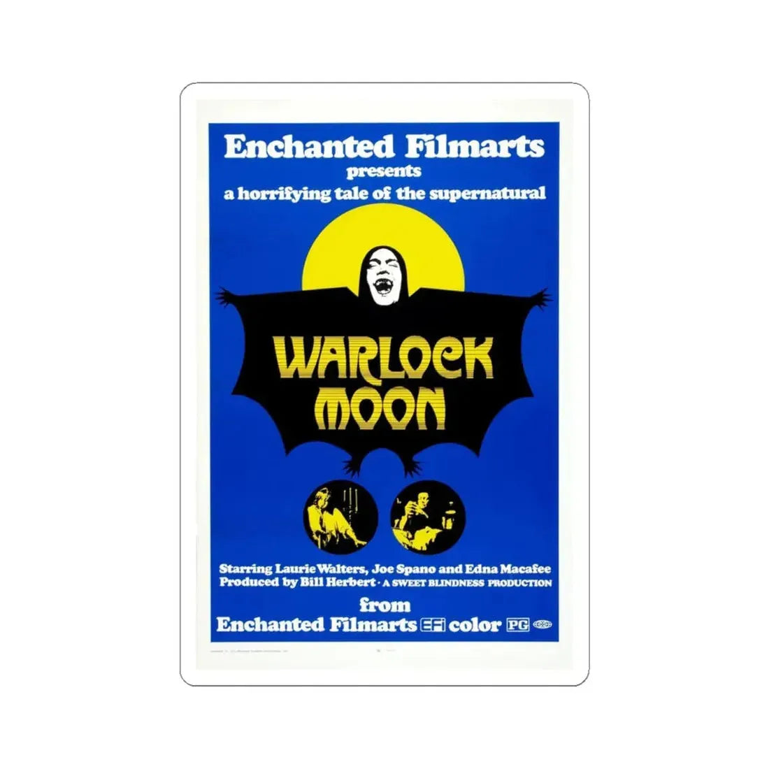 WARLOCK MOON 1973 Movie Poster - STICKER Vinyl Kiss-Cut Decal 4 Inch White - The Sticker Space