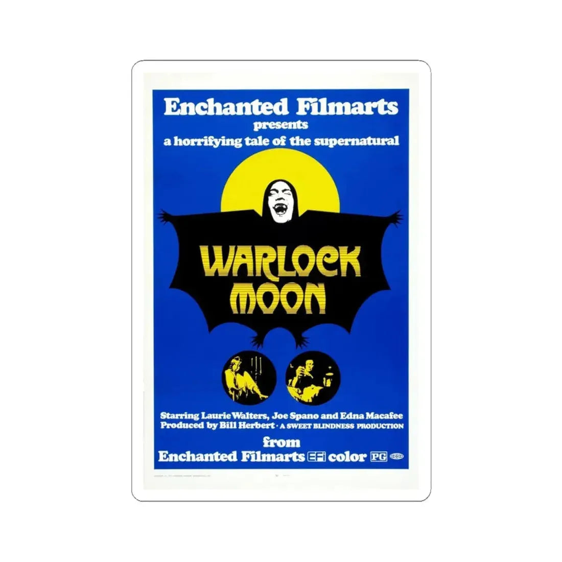 WARLOCK MOON 1973 Movie Poster - STICKER Vinyl Kiss-Cut Decal 6 Inch White - The Sticker Space