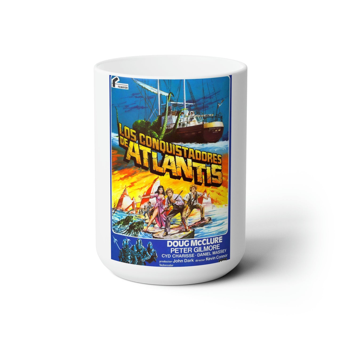 WARLORDS OF ATLANTIS (SPANISH) 1978 Movie Poster - White Coffee Cup 15oz-15oz-The Sticker Space