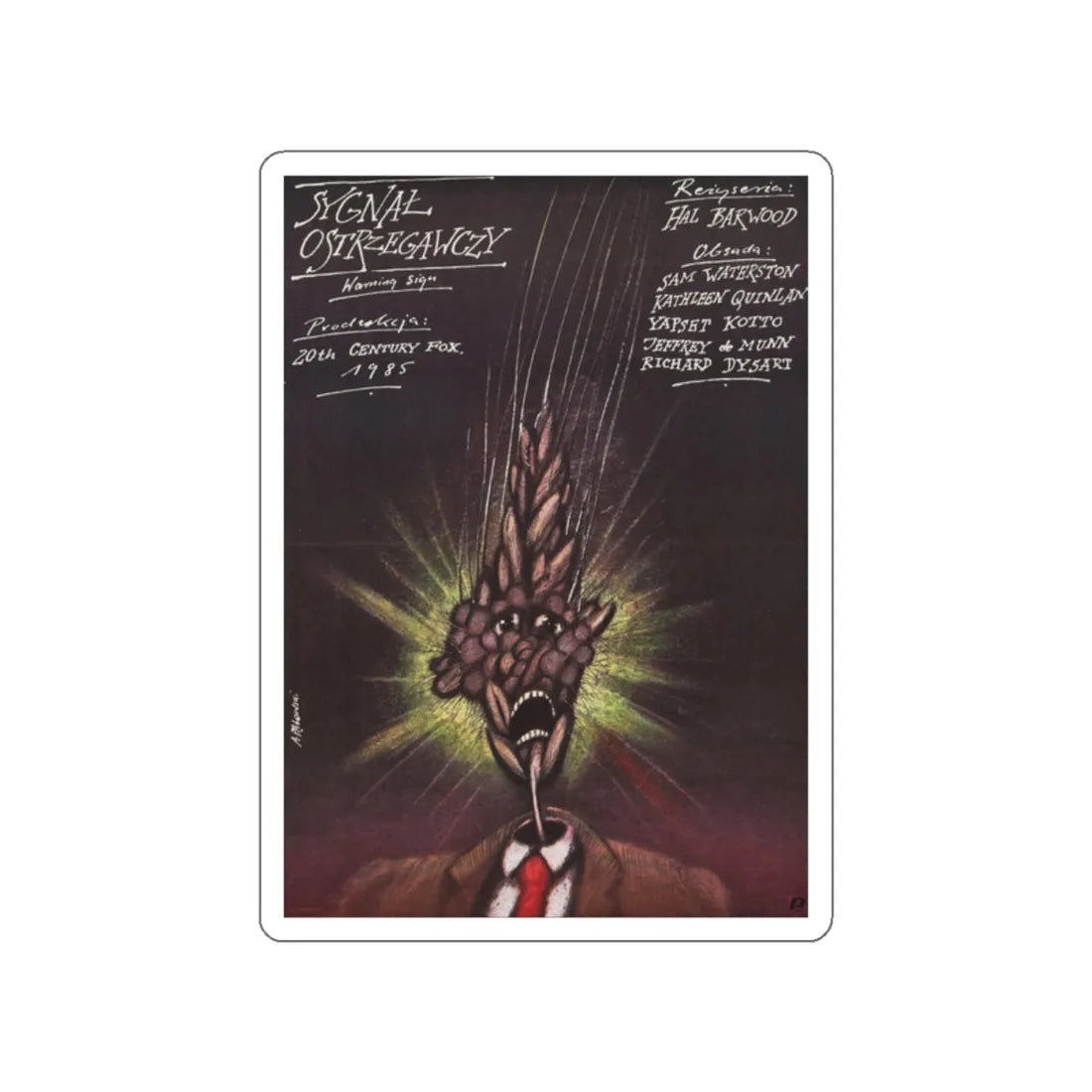 WARNING SIGN (POLISH) 1985 Movie Poster STICKER Vinyl Die-Cut Decal 2 Inch - The Sticker Space